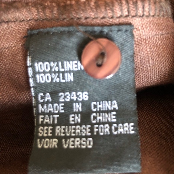 Coastal Cottagecore Chocolate Brown Linen Shirt Large - Picture 5 of 9